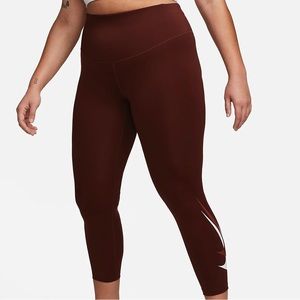 Nike Women's 7/8 Mid-Rise Graphic Running Leggings in Bronze Eclipse/White